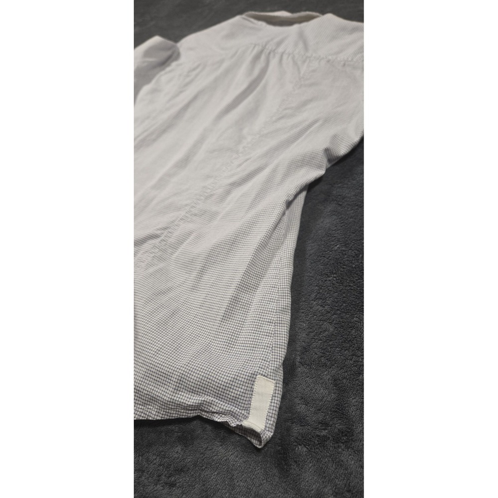 Banana Republic Button Up Shirt Women Medium White Navy Checked 100% Cotton Logo - Picture 7 of 10